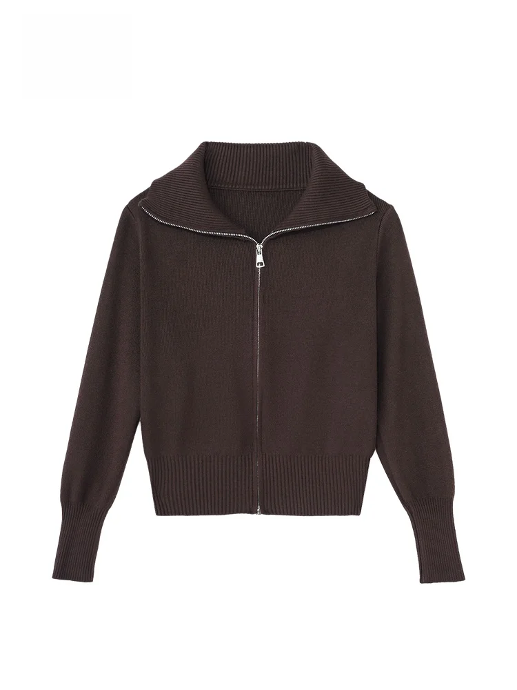 GOFAR mat Double Zipper Collared Knitted Open Cardigan Women's Autumn Winter Sweater Jaet Inner irt 4399
GOFAR mat Double Zipper Collared Knitted Open Cardigan Women's Autumn Winter Sweater Jaet Inner irt 4399