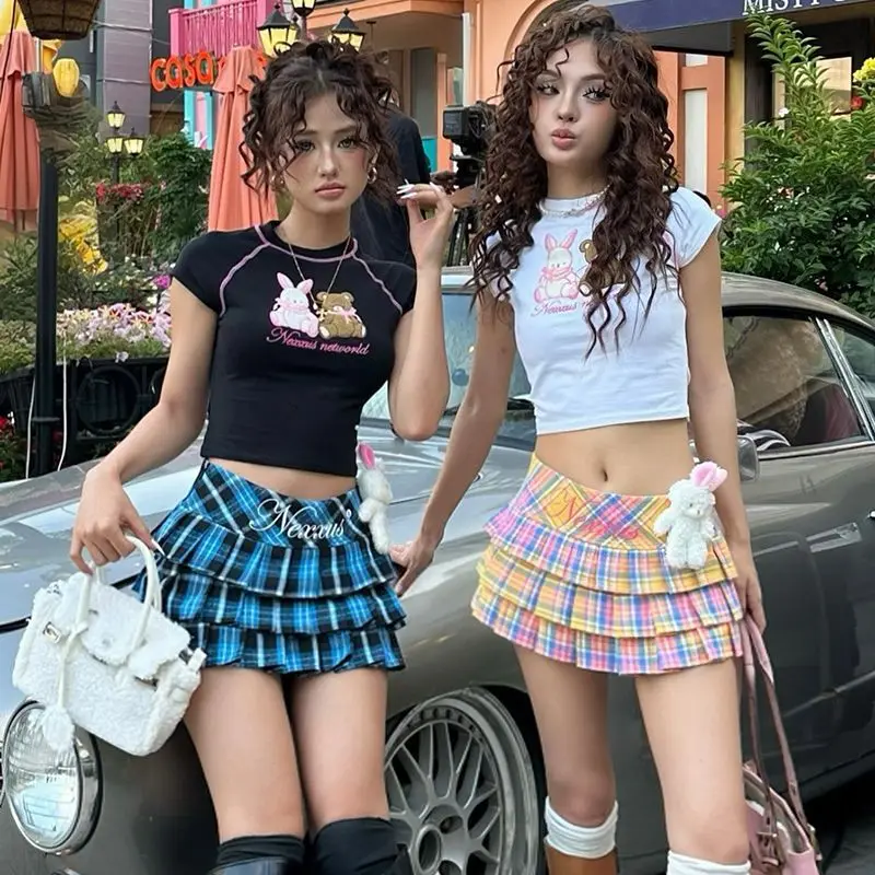 American Colored Plaid Skirt for Women Y2k Sexy Low-waist A-line Cake Skirts 2025 Summer New Bear Print Faldas Mujer
American Colored Plaid Skirt for Women Y2k Sexy Low-waist A-line Cake Skirts 2025 Summer New Bear Print Faldas Mujer
