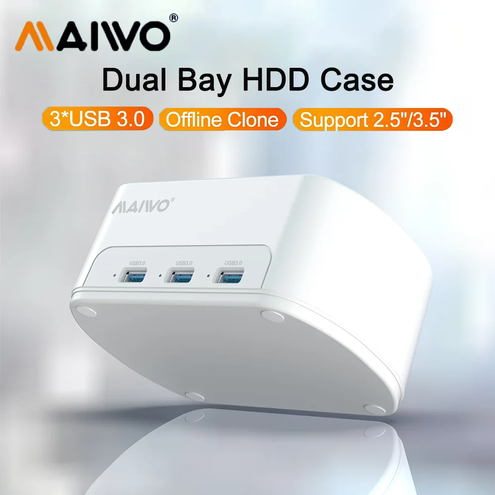 MAIWO 2 bay ssd enclosure for 2.5 3.5'' Hard Drive Docking Station with SATA HDD SSD External Reader Support 48TB/Offline Clone
MAIWO 2 bay ssd enclosure for 2.5 3.5'' Hard Drive Docking Station with SATA HDD SSD External Reader Support 48TB/Offline Clone