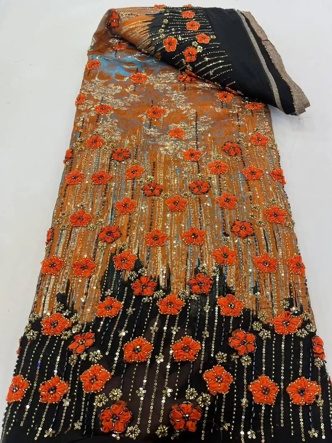 High QualityLuxury Orange Luxury African Sequins Lace Fabric French Nigerian Groom Beaded Lace Fabric for Sewing Dress
High QualityLuxury Orange Luxury African Sequins Lace Fabric French Nigerian Groom Beaded Lace Fabric for Sewing Dress
