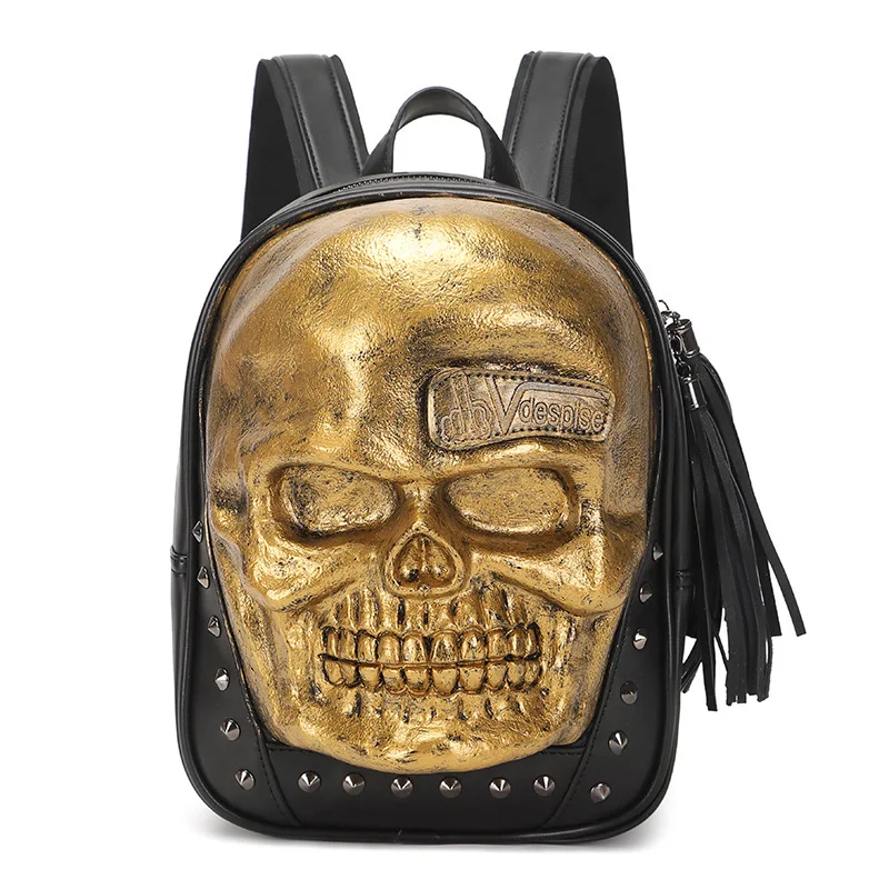 Fashion Women 3D Skull Backpacks School Computer Bags Leather Personality Silver Gold Black Bags Vintage Hip-Hop Style Men Bags
Fashion Women 3D Skull Backpacks School Computer Bags Leather Personality Silver Gold Black Bags Vintage Hip-Hop Style Men Bags