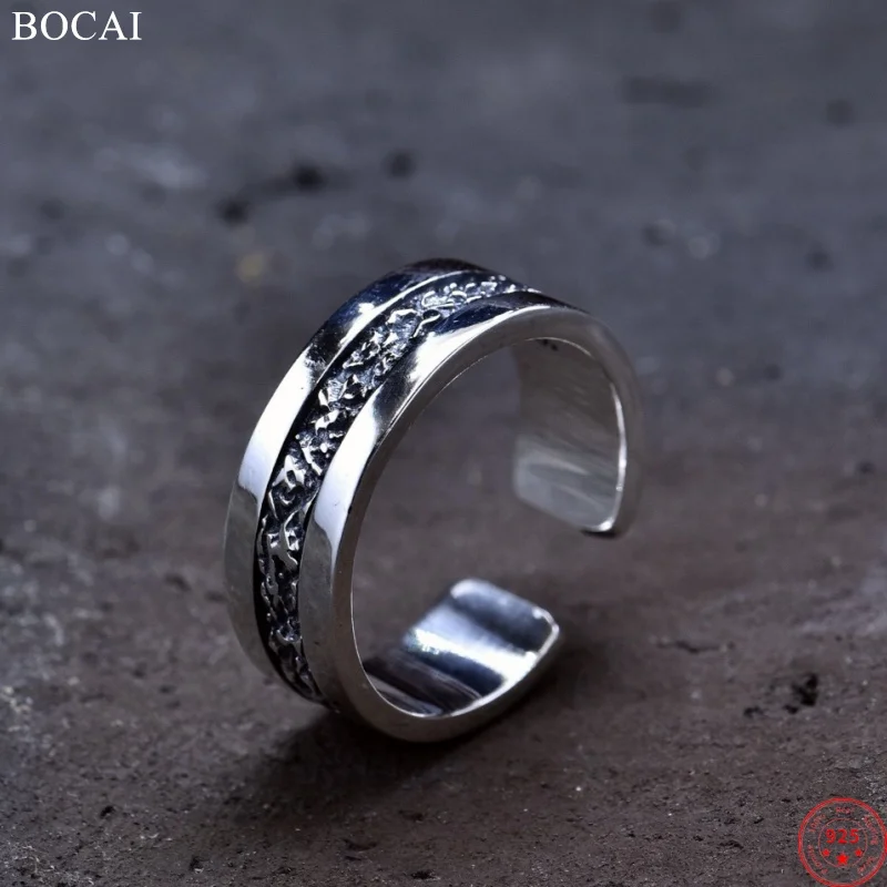 BOCAI S925 Sterling Silver Charm Rings for Men Women Retro Lava Pattern 7mm Adjustable Fashion Punk Jewelry Wholesale
BOCAI S925 Sterling Silver Charm Rings for Men Women Retro Lava Pattern 7mm Adjustable Fashion Punk Jewelry Wholesale
