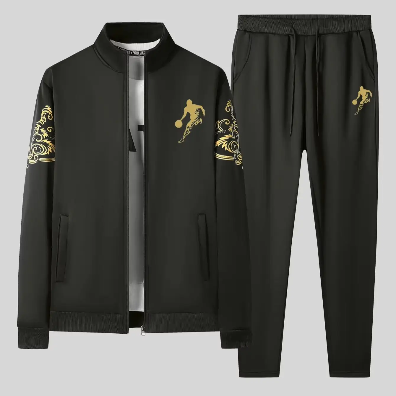 Men's Autumn Winter Long Sleeve Jacket Pants Set Front Printed Casual Wear for Outdoors
Men's Autumn Winter Long Sleeve Jacket Pants Set Front Printed Casual Wear for Outdoors