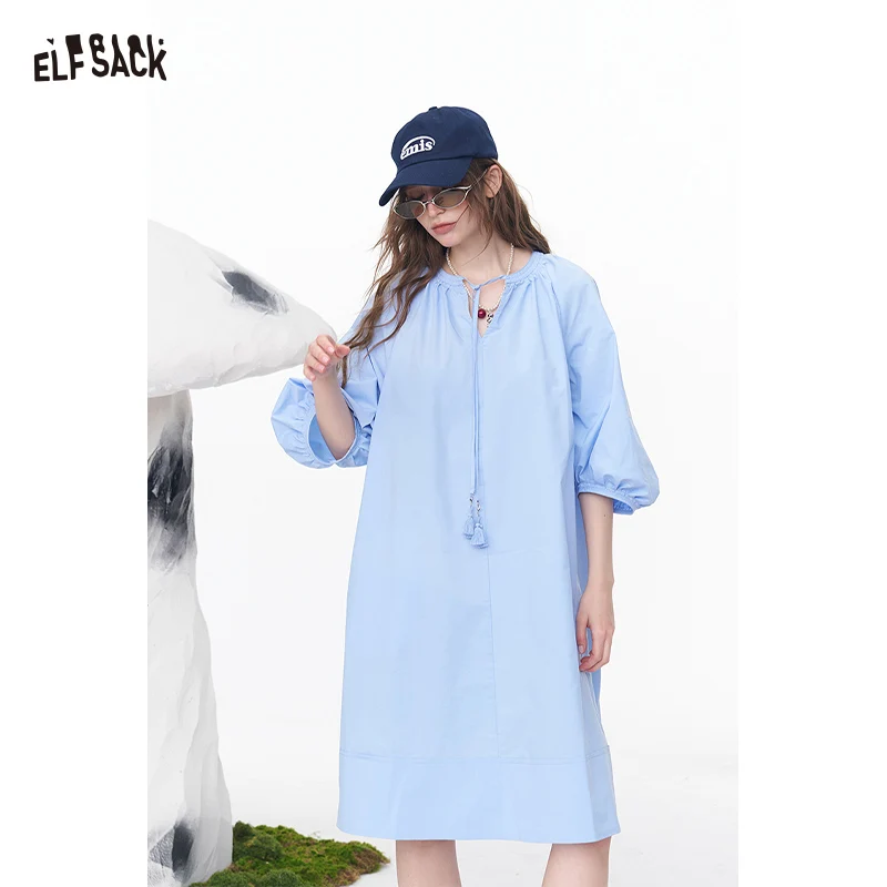 ELFSACK Casual Midi Dress, Loose H-Line with Lantern Sleeves, V-Neck Tassel Casual Summer Dress
ELFSACK Casual Midi Dress, Loose H-Line with Lantern Sleeves, V-Neck Tassel Casual Summer Dress
