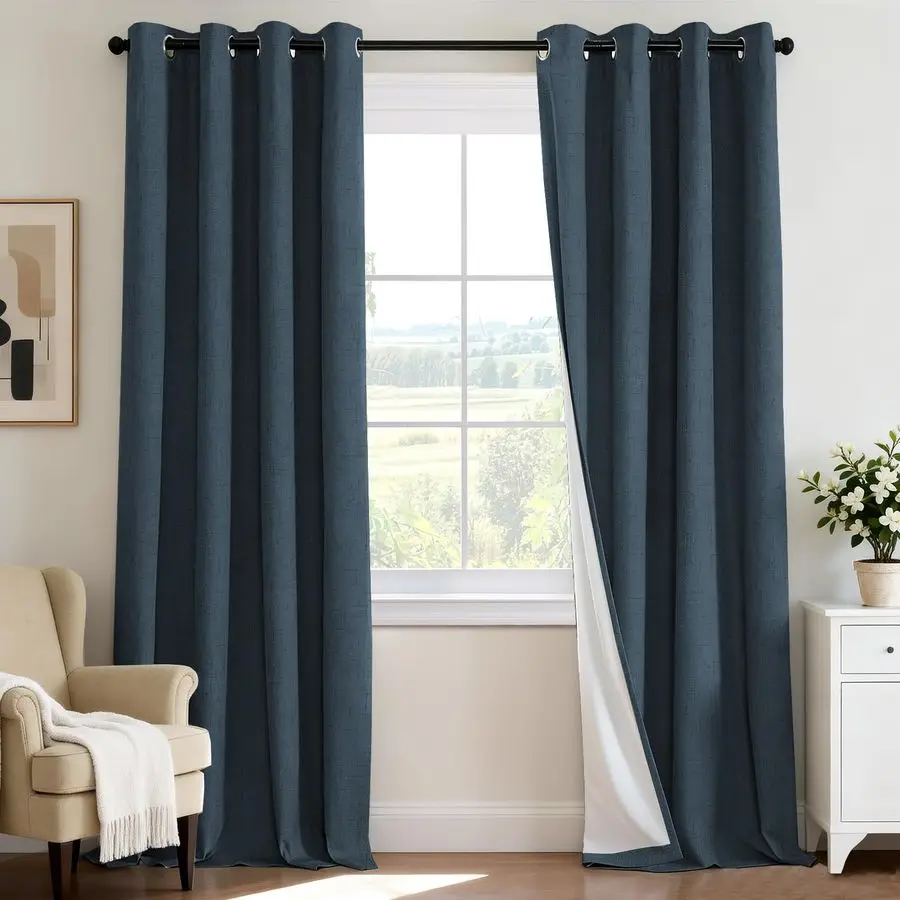 100 Blackout Curtains for Bedroom 84 Inches Long Grommet Linen Face Full Light Blocking Curtain Drapes for Living Room Thermal L
100 Blackout Curtains for Bedroom 84 Inches Long Grommet Linen Face Full Light Blocking Curtain Drapes for Living Room Thermal L