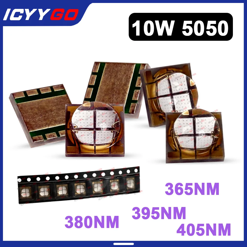 10W High Power Ceramic 5050 Mold Top Four-In-One Purple 365/380/395/405nm Fishing UV Lamp Curing And Sterilization LED Lamp Bead
10W High Power Ceramic 5050 Mold Top Four-In-One Purple 365/380/395/405nm Fishing UV Lamp Curing And Sterilization LED Lamp Bead