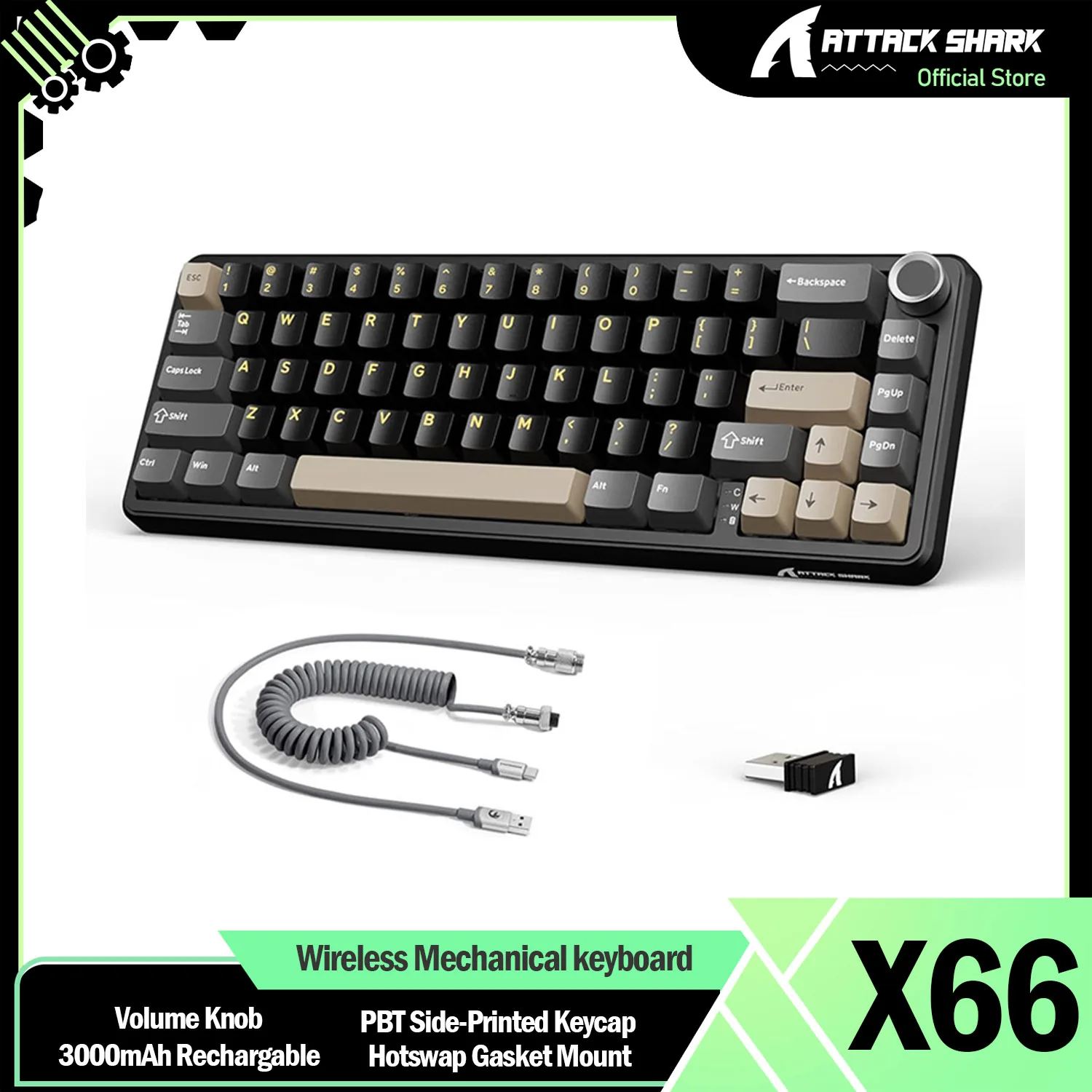 Беспроводная механическая клавиатура ATTACK SHARK X66 60% RGB с ручкой громкости, креплением на прокладку с возможностью горячей замены, трехрежимными, колпачками для клавиш из ПБТ
Беспроводная механическая клавиатура ATTACK SHARK X66 60% RGB с ручкой громкости, креплением на прокладку с возможностью горячей замены, трехрежимными, колпачками для клавиш из ПБТ