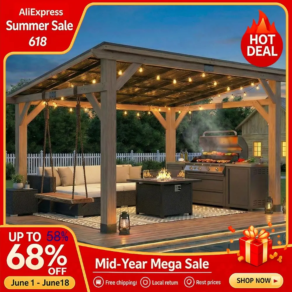Cedar Wood Gazebo 10 x 12,Wooden Grill Gazebo with Sloped Galvanized Steel Roof,Permanent Hardtop Patio Pavilion for Outd Custom
Cedar Wood Gazebo 10 x 12,Wooden Grill Gazebo with Sloped Galvanized Steel Roof,Permanent Hardtop Patio Pavilion for Outd Custom