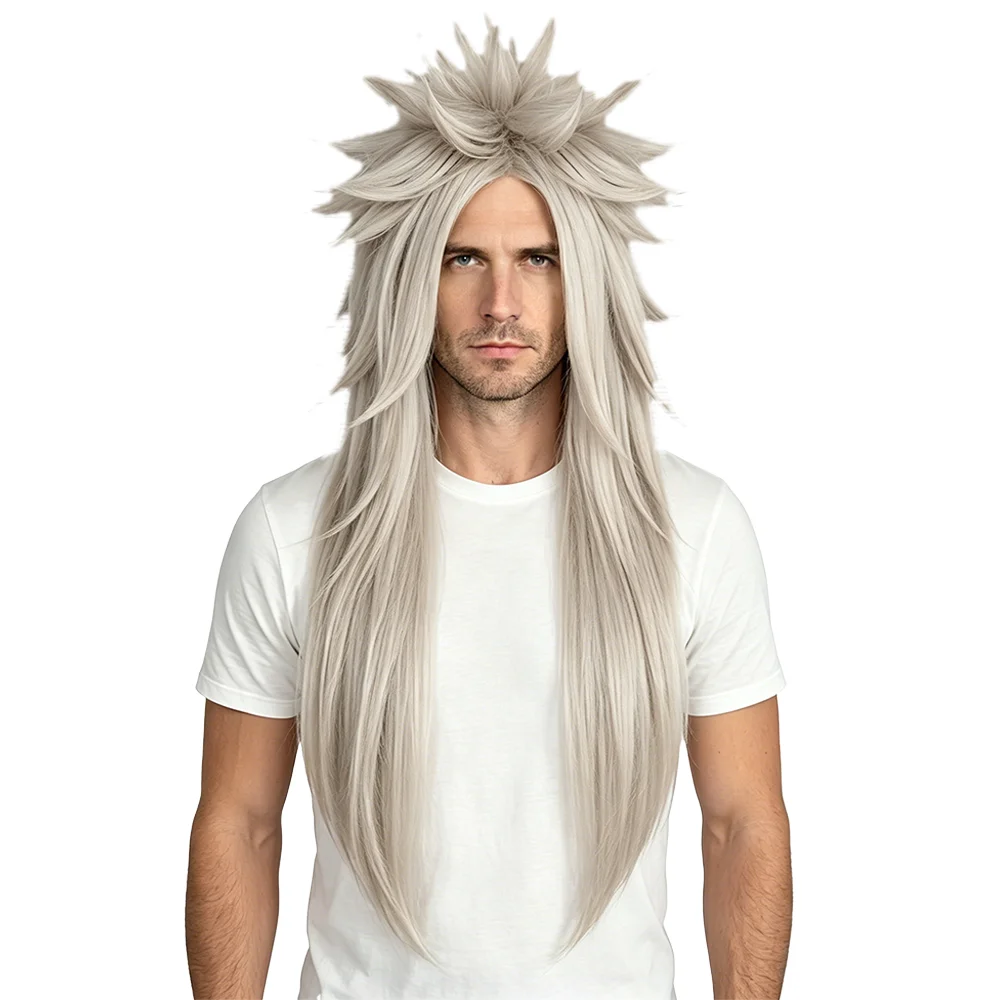 Anime Jiraiya Cosplay Wig Light Ash Gray Fluffy Spiky Explosion Head Heat Resistant Halloween Party Comic Con Wig for Men Women
Anime Jiraiya Cosplay Wig Light Ash Gray Fluffy Spiky Explosion Head Heat Resistant Halloween Party Comic Con Wig for Men Women
