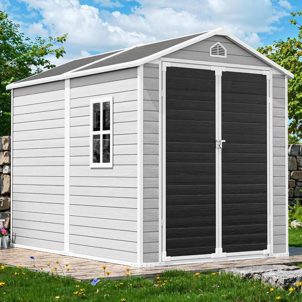 Resin Storage Shed, Waterproof Large Outdoor Shed with Floor & Lockable Door & Window & Vents, Tool Shed for Backyard
Resin Storage Shed, Waterproof Large Outdoor Shed with Floor & Lockable Door & Window & Vents, Tool Shed for Backyard