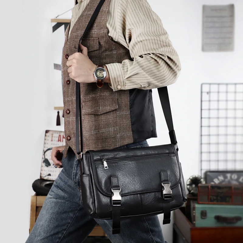 Genuine Leather Shoulder Bags Men Vintage Small Briefcase Messenger Crossbody Bags Travel Bag for 11 Inch iPad Black
Genuine Leather Shoulder Bags Men Vintage Small Briefcase Messenger Crossbody Bags Travel Bag for 11 Inch iPad Black