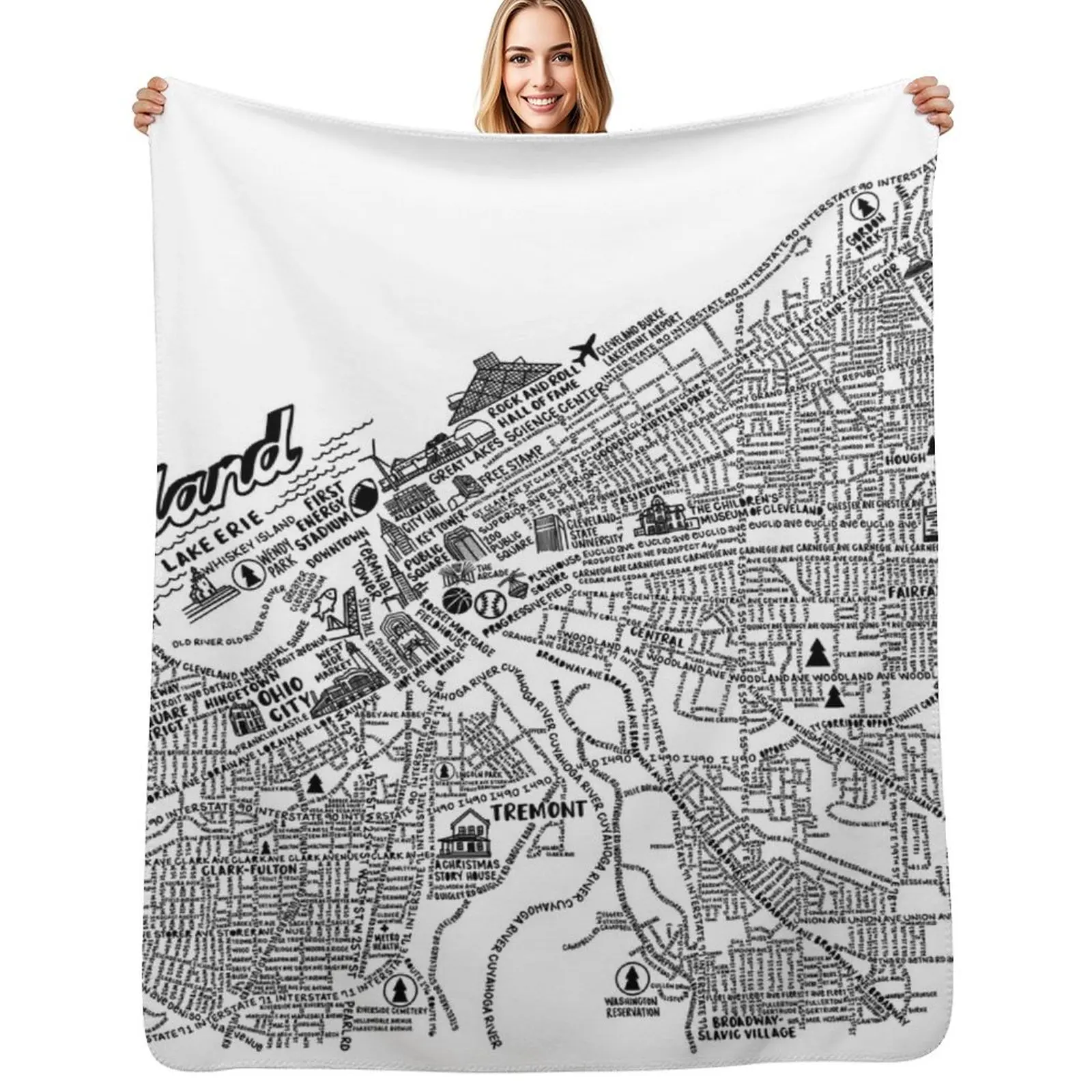 Cleveland Ohio Map Throw Blanket Wrinkle Resistant Lightweight Blanket
Cleveland Ohio Map Throw Blanket Wrinkle Resistant Lightweight Blanket