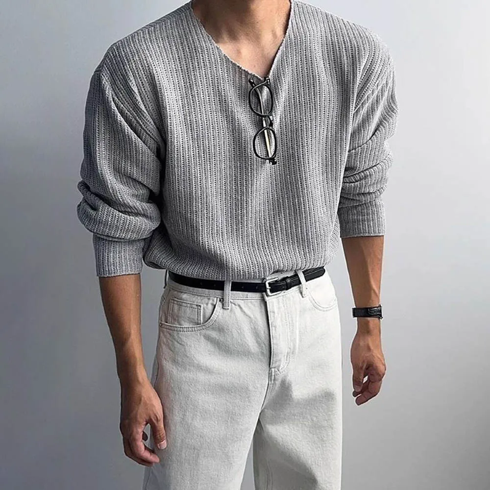 Autumn Men's Solid Color Knitted Long-Sleeved T-Shirt American Retro Fashion Trend Loose Street Casual Breathable Men's New Tops
Autumn Men's Solid Color Knitted Long-Sleeved T-Shirt American Retro Fashion Trend Loose Street Casual Breathable Men's New Tops