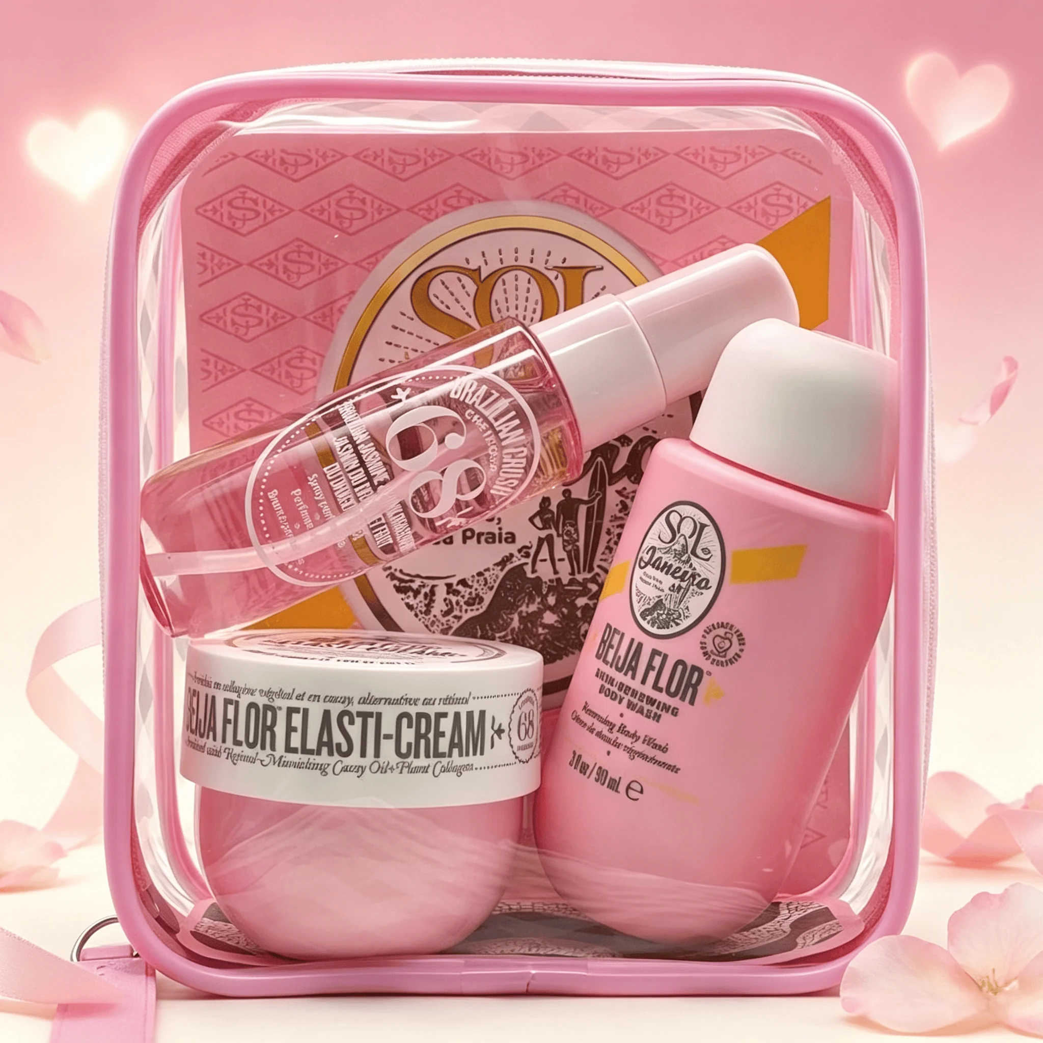 Sol De Janeiro Beija Flor 3-Piece Body Care Gift Set - Elasti-Cream, Body Wash & Cheirosa 68 Mist with Pink Pouch
Sol De Janeiro Beija Flor 3-Piece Body Care Gift Set - Elasti-Cream, Body Wash & Cheirosa 68 Mist with Pink Pouch