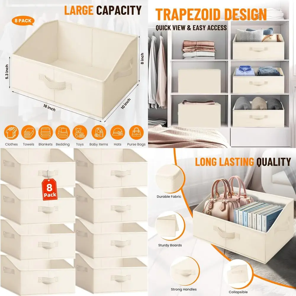 Большие тканевые трапециевидные контейнеры для хранения из 8 предметов с ручками для шкафа, одежды, игрушек, одеял и многого другого
Большие тканевые трапециевидные контейнеры для хранения из 8 предметов с ручками для шкафа, одежды, игрушек, одеял и многого другого