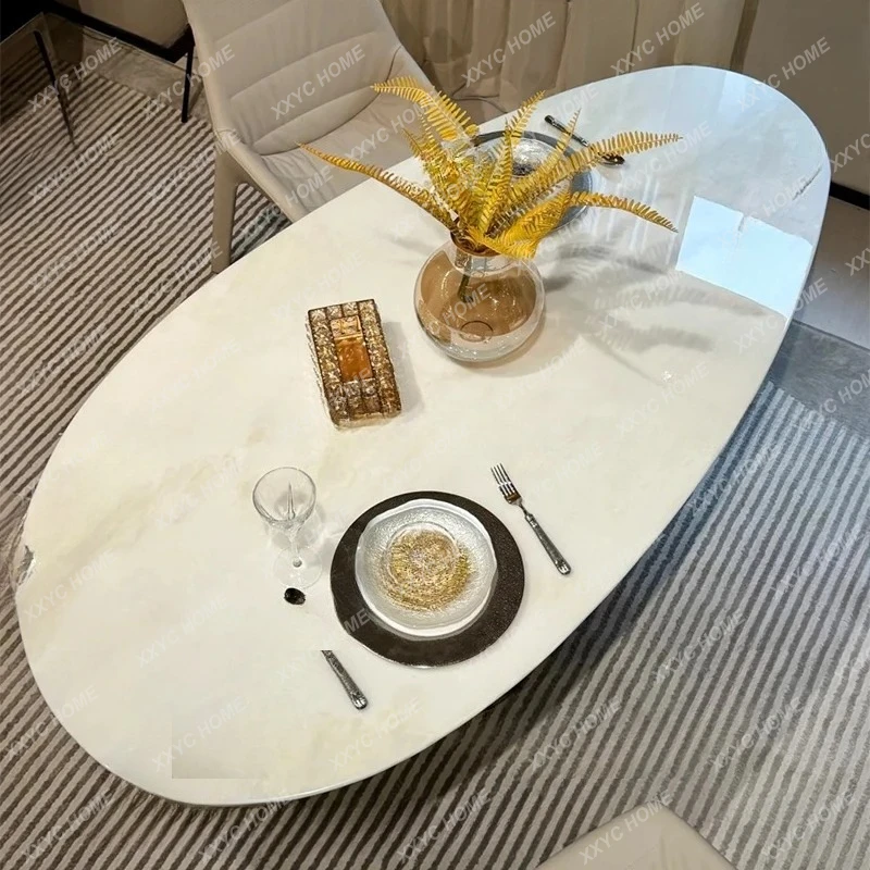 Modern simple light luxury high-end villa large flat oval marble tableX
Modern simple light luxury high-end villa large flat oval marble tableX