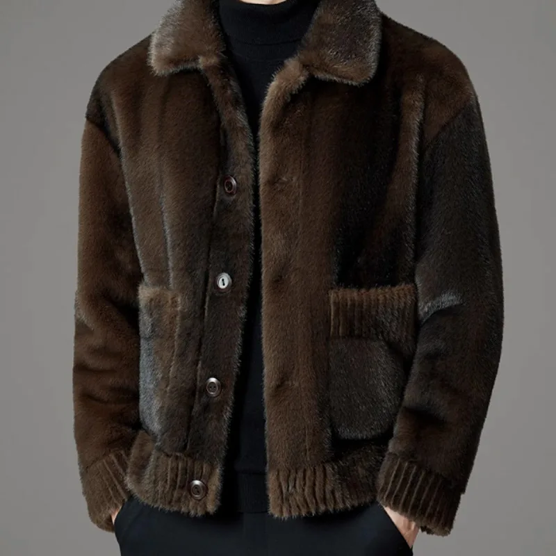 2025 men's fur integrated imitation mink jacket, winter fashion, simple lapel collar double-sided warm coat
2025 men's fur integrated imitation mink jacket, winter fashion, simple lapel collar double-sided warm coat