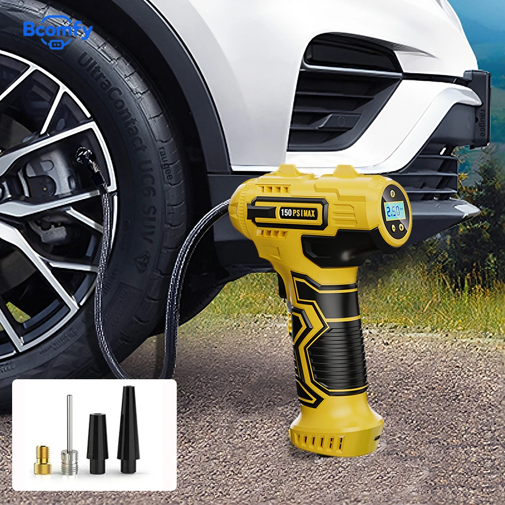 Portable Tire Inflator Wireless Car Air Compressor 150PSI Electric Air Pump Car Motorcycle Bike Inflation Pump with LED Light
Portable Tire Inflator Wireless Car Air Compressor 150PSI Electric Air Pump Car Motorcycle Bike Inflation Pump with LED Light