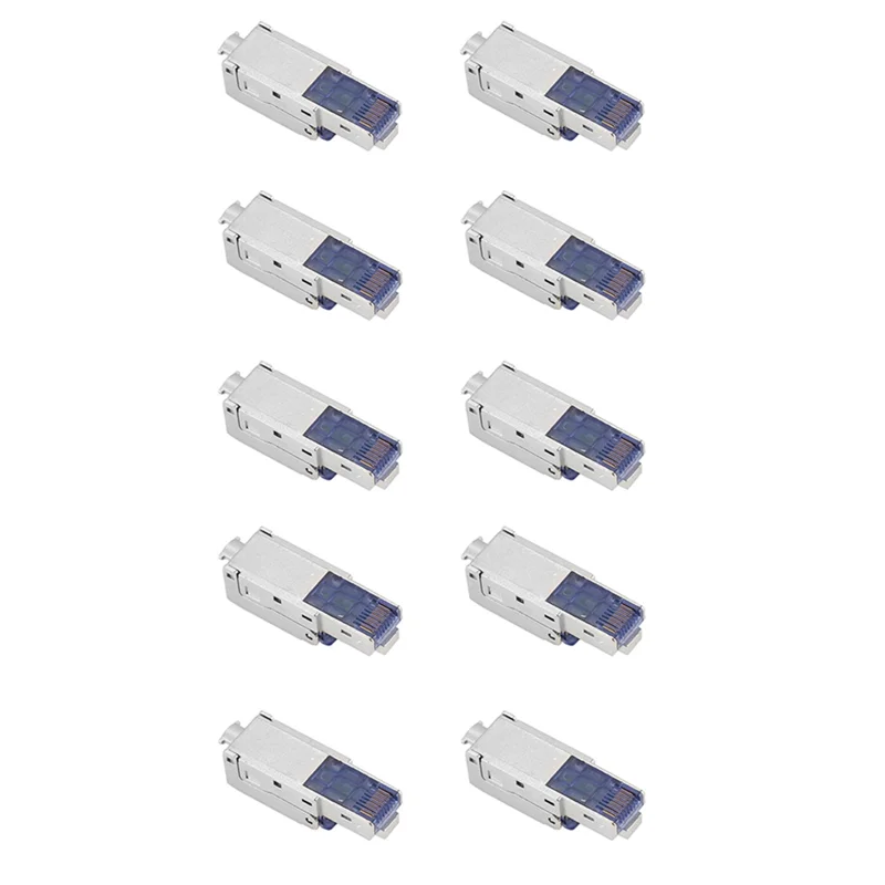 Exquisite-10Pcs CAT7 RJ45 Connector Plug Without Crimping Tool 23/24AWG Zinc Alloy Shielded Network Cable RJ45 Plug