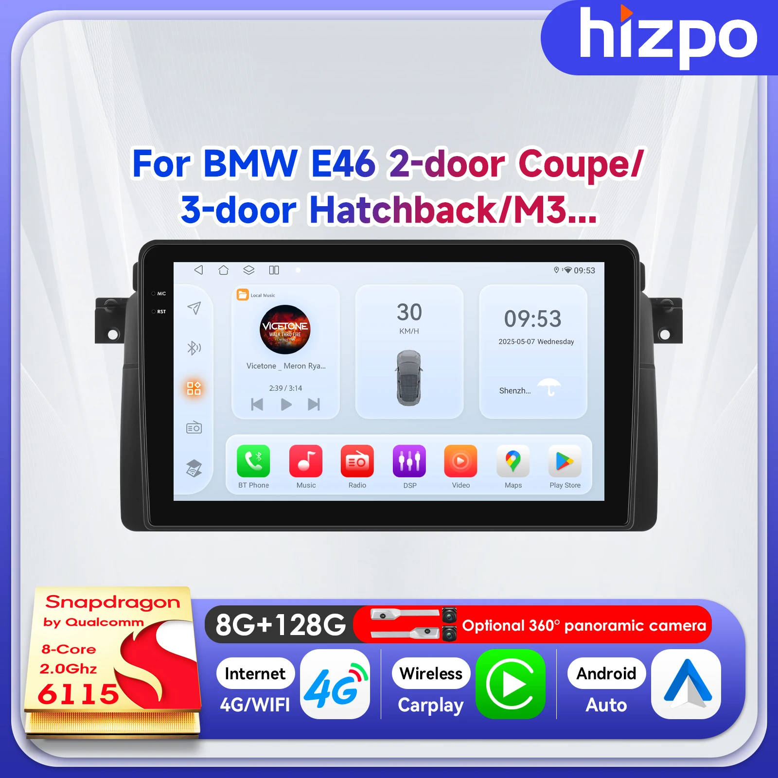 Hizpo 9" Car Smart Systems Stereo For BMW M3 E46 1998 - 2006 Multimedia Navigation Auto Wireless CarPlay DSP GPS WIFI 6115 4G BT
Hizpo 9" Car Smart Systems Stereo For BMW M3 E46 1998 - 2006 Multimedia Navigation Auto Wireless CarPlay DSP GPS WIFI 6115 4G BT