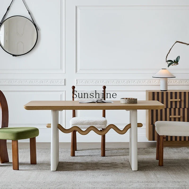 Cookie dining table, French cream style log dining table and chair combination household
Cookie dining table, French cream style log dining table and chair combination household
