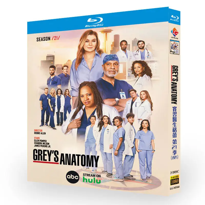 BD Blu-ray High-Definition US TV Series Grey's Anatomy Season 21 3-Disc Box Set
BD Blu-ray High-Definition US TV Series Grey's Anatomy Season 21 3-Disc Box Set