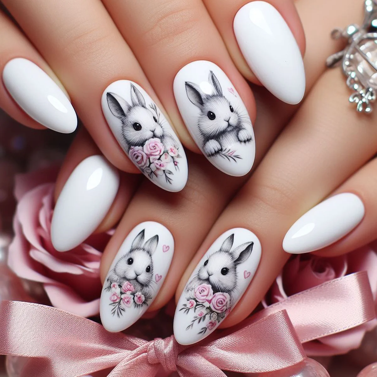 24Pcs Easter Cartoon Retro White Cute Rabbit Flower Almond Shaped Product Detachable Fake Nail, Anniversary Gift, Perfect Gift for Women, Birthday Gift, Festival Gift
24Pcs Easter Cartoon Retro White Cute Rabbit Flower Almond Shaped Product Detachable Fake Nail, Anniversary Gift, Perfect Gift for Women, Birthday Gift, Festival Gift
