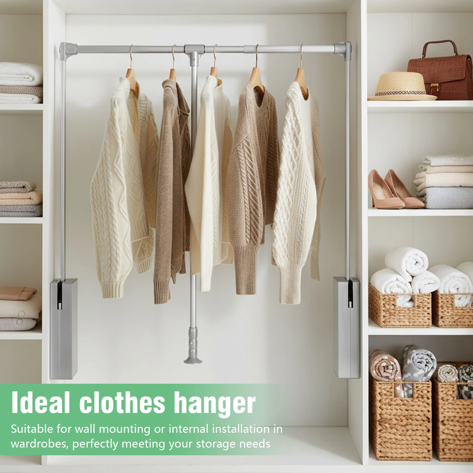 2 Pack Pull Down Closet Rod Adjustable Width Two-way Buffering Wardrobe Hanger 60Lbs Load Capacity for Cabinet Hanging Clothes
2 Pack Pull Down Closet Rod Adjustable Width Two-way Buffering Wardrobe Hanger 60Lbs Load Capacity for Cabinet Hanging Clothes