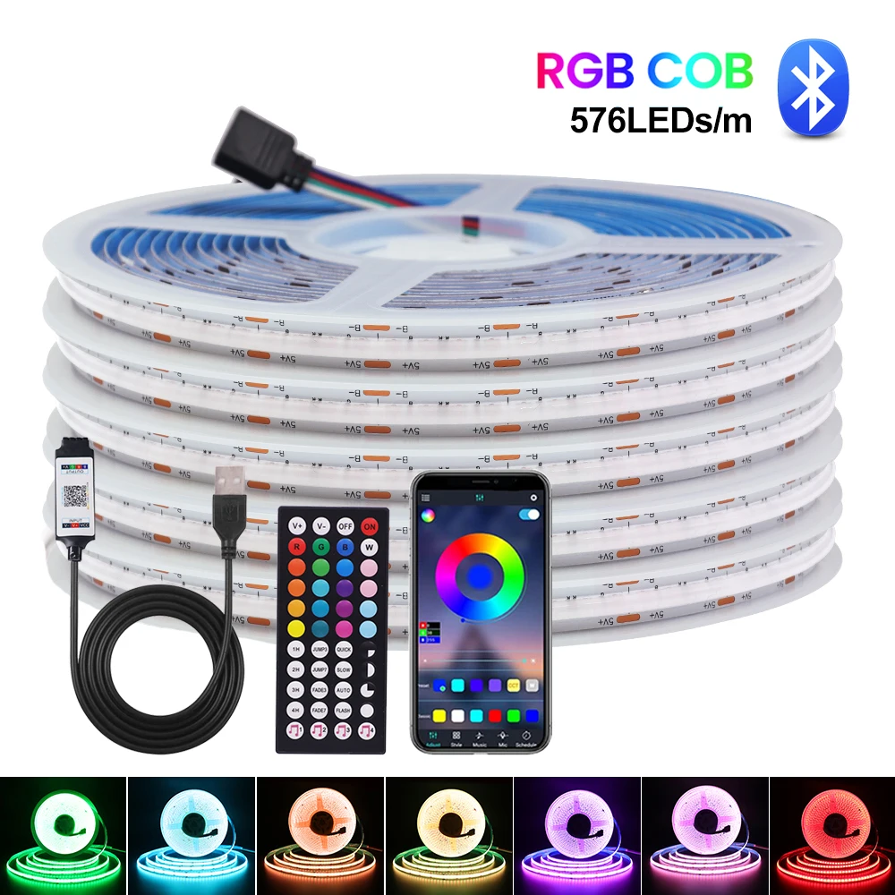 Bluetooth COB Светодиодная лента 5 в USB 576 светодиодов/м RGB Светодиодная лента Гибкая подсветка телевизора CRI RA90 COB Светодиодная лента с регулируемой яркостью комнатный Декор
Bluetooth COB Светодиодная лента 5 в USB 576 светодиодов/м RGB Светодиодная лента Гибкая подсветка телевизора CRI RA90 COB Светодиодная лента с регулируемой яркостью комнатный Декор
