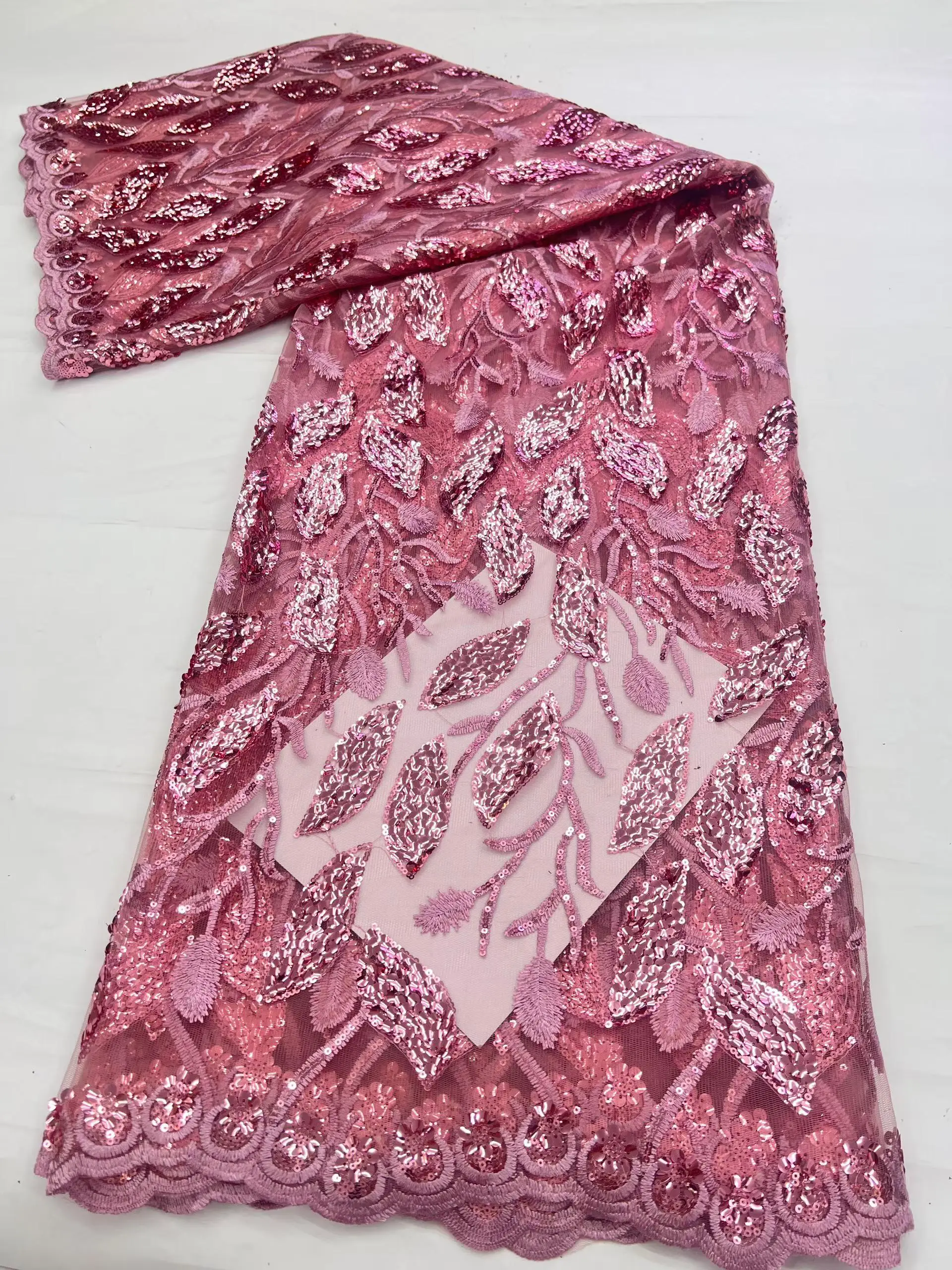 African Lace Fabric 5yards High Quality 2025 Nigerian Pink Sequins Lace 3D Flower Embroidery Flower Lace Fabric For Sewing
African Lace Fabric 5yards High Quality 2025 Nigerian Pink Sequins Lace 3D Flower Embroidery Flower Lace Fabric For Sewing
