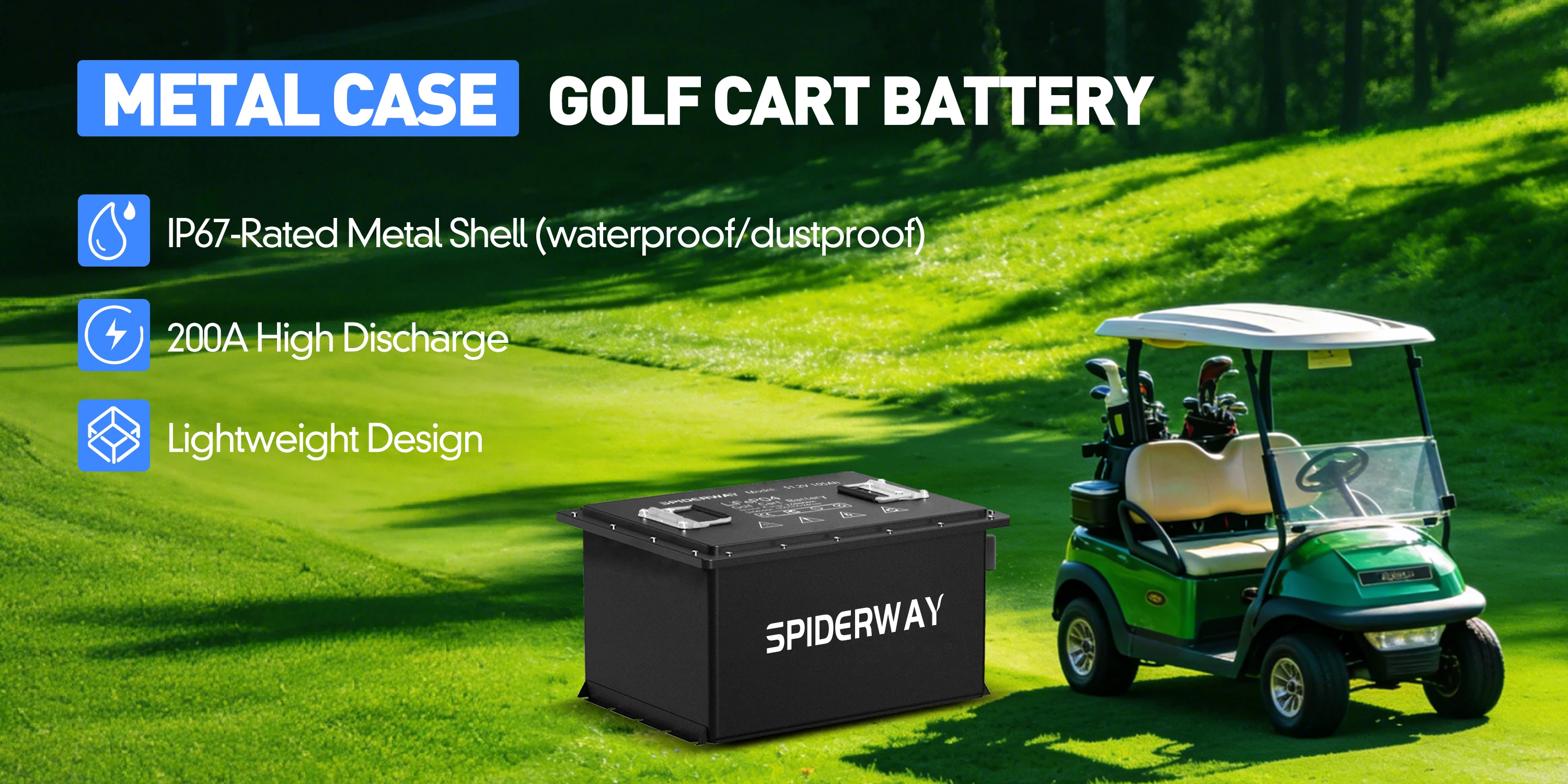 72V 105Ah LiFePO4 Lithium Battery + 25A Fast Charger 200A BMS 6000+ Cycle Max. 10.24kW for EZGO Club Car Golf Cart
72V 105Ah LiFePO4 Lithium Battery + 25A Fast Charger 200A BMS 6000+ Cycle Max. 10.24kW for EZGO Club Car Golf Cart