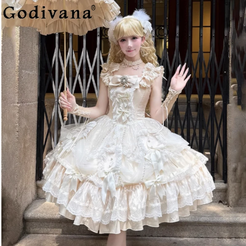 Sweet Lolita Style Princess Dress 2025 New Women's Elegant Flower Wedding Dress Girls Cute Bow Lace Edge Heavy Industry Dress
Sweet Lolita Style Princess Dress 2025 New Women's Elegant Flower Wedding Dress Girls Cute Bow Lace Edge Heavy Industry Dress