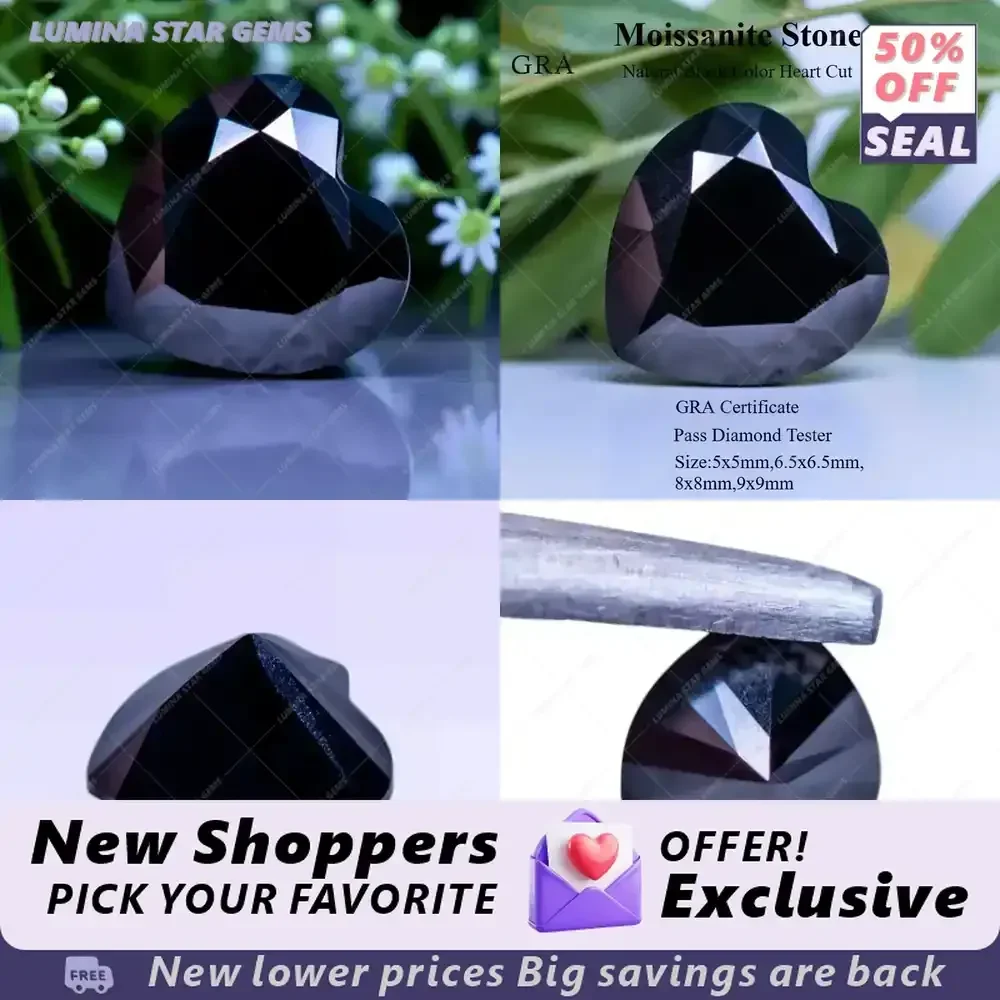 Lab Grown Sapphire for L-Heart Cut Black Moissanite Stone Wholesale Artificial Gemstone DIY Ring Necklace Earrings Main
Lab Grown Sapphire for L-Heart Cut Black Moissanite Stone Wholesale Artificial Gemstone DIY Ring Necklace Earrings Main