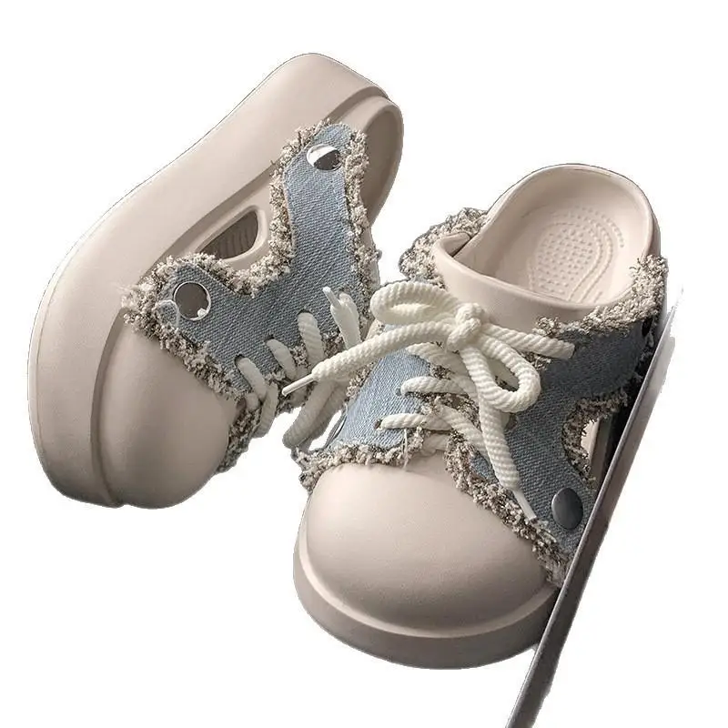 Summer Denim Fringed EVA Women's Fashionable Slippers, Anti Slip Casual Outdoor Sandals, Flat Bottomed Lace Up Slippers
Summer Denim Fringed EVA Women's Fashionable Slippers, Anti Slip Casual Outdoor Sandals, Flat Bottomed Lace Up Slippers