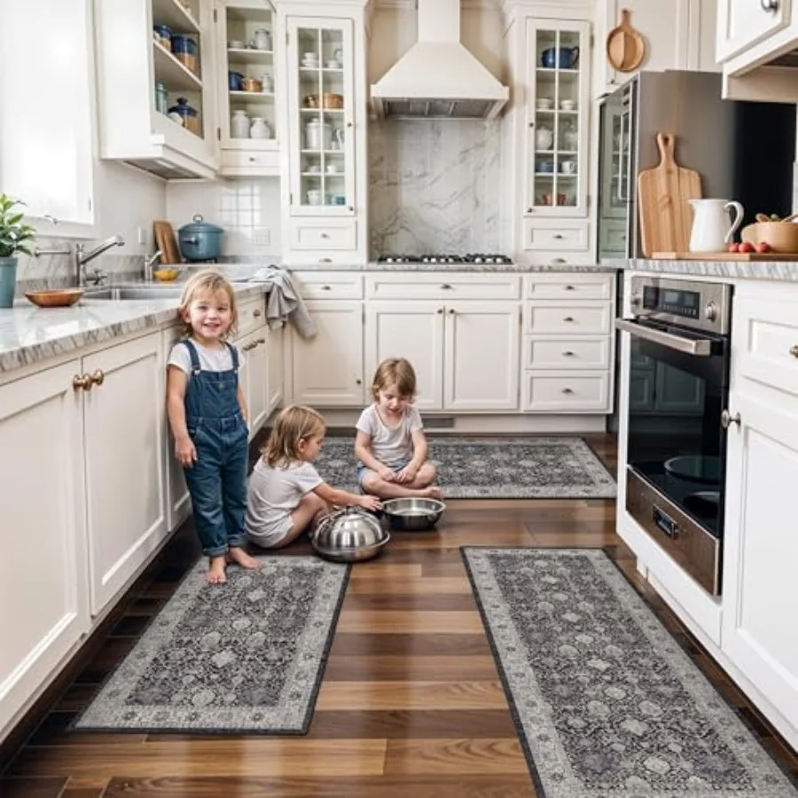 Washable 4-Piece Kitchen Floor Mats for Farmhouse Style: Non-Slip Easy Clean Water-Resistant Runners Ideal for Kitchen Sink Are
Washable 4-Piece Kitchen Floor Mats for Farmhouse Style: Non-Slip Easy Clean Water-Resistant Runners Ideal for Kitchen Sink Are