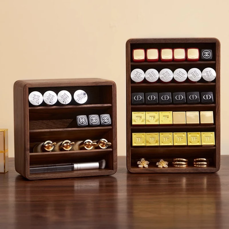 New Lipstick Rack Three-Layer Collection Vanity Storage Walnut Solid Wood Lipstick Dedicated Large Capacity Organizer
New Lipstick Rack Three-Layer Collection Vanity Storage Walnut Solid Wood Lipstick Dedicated Large Capacity Organizer