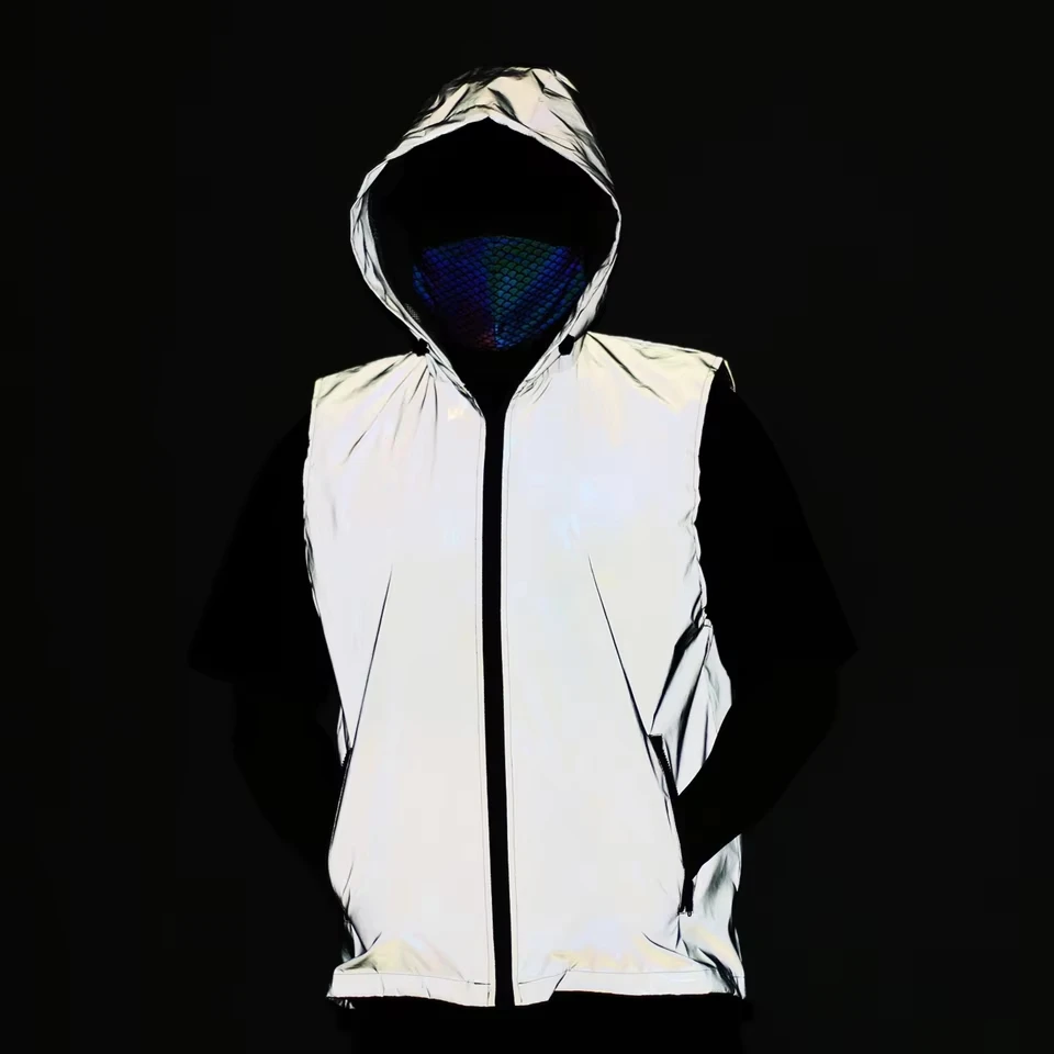Glow Hop Sleeveless Thin Coat Grey Reflective For Women Hooded Zipper Casual Short Vest Coat With Women'S Winter Vest
Glow Hop Sleeveless Thin Coat Grey Reflective For Women Hooded Zipper Casual Short Vest Coat With Women'S Winter Vest
