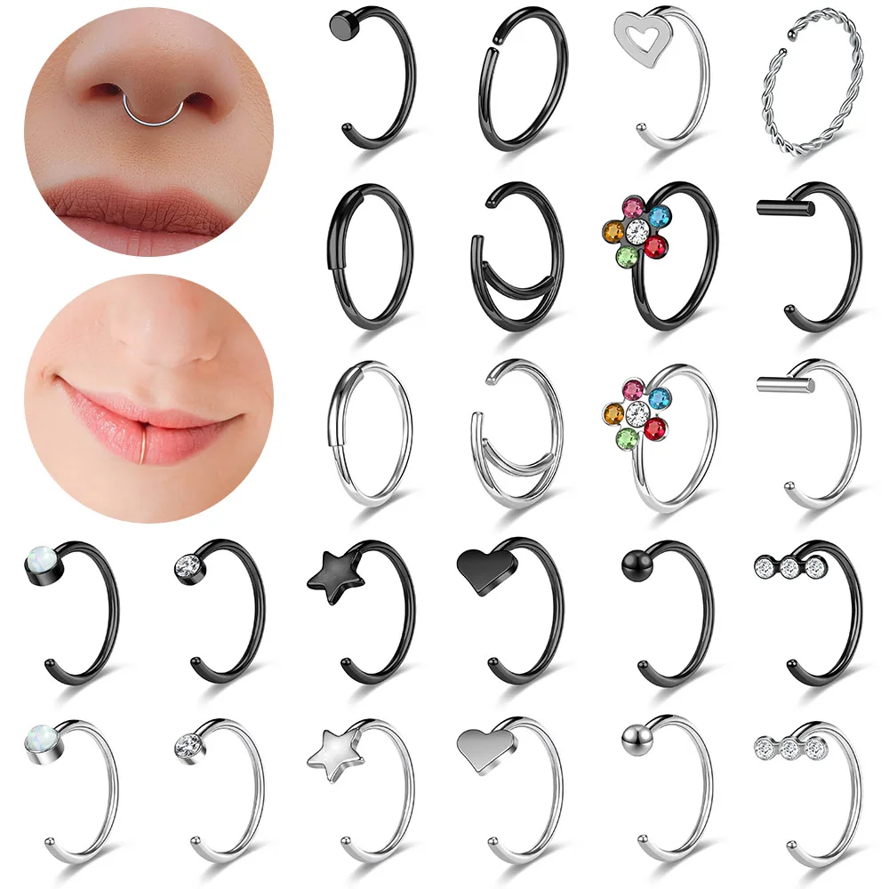 ZS 20G Twist Open Nose Ring Black Color Tiny Septum Daith Hoop Stainless Steel Thin Lip Piercings Plain Ball Tragus Hoop Earring
ZS 20G Twist Open Nose Ring Black Color Tiny Septum Daith Hoop Stainless Steel Thin Lip Piercings Plain Ball Tragus Hoop Earring