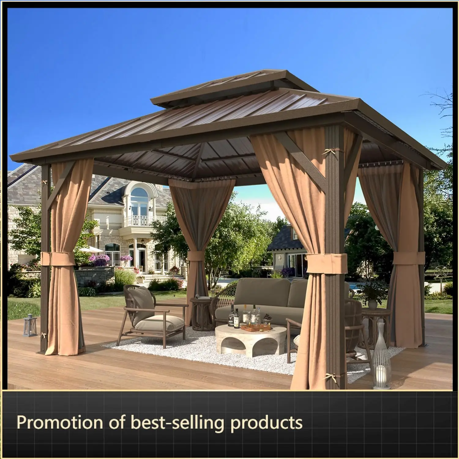 10' x 12' Hardtop Gazebo, Aluminum Frame Gazebos with Galvanized Steel Double Roof, Permanent Outdoor Metal Pavilion
10' x 12' Hardtop Gazebo, Aluminum Frame Gazebos with Galvanized Steel Double Roof, Permanent Outdoor Metal Pavilion