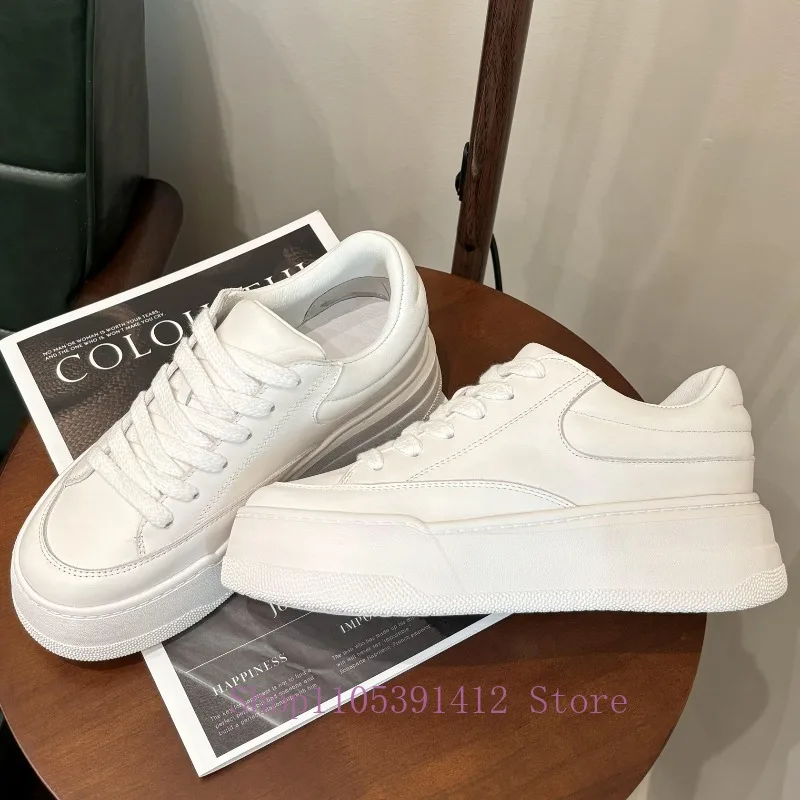 Thick-sole White Shoes Women Sneakers Trendy Genuine Leather Sports Skate Shoes 5CM Height-increasing Fashion Casual Shoes
Thick-sole White Shoes Women Sneakers Trendy Genuine Leather Sports Skate Shoes 5CM Height-increasing Fashion Casual Shoes