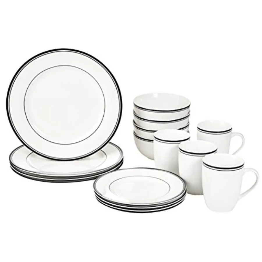 16-Piece Cafe Stripe Dinnerware Set Microwave and Dishwasher Safe Plates Bowls Mugs Service for 4
16-Piece Cafe Stripe Dinnerware Set Microwave and Dishwasher Safe Plates Bowls Mugs Service for 4