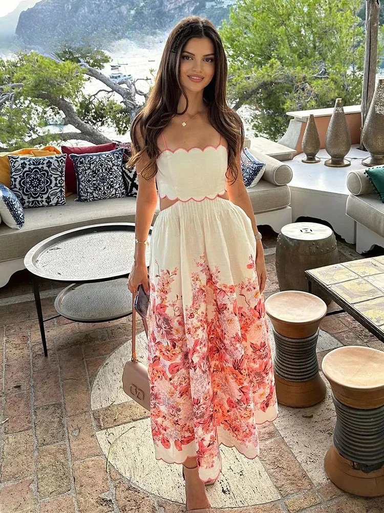 Summer Print Dress For Women 2024 Sleeveless Backless Hollow Out Midi Dresses Beach Style Elegant Women's Dress
Summer Print Dress For Women 2024 Sleeveless Backless Hollow Out Midi Dresses Beach Style Elegant Women's Dress