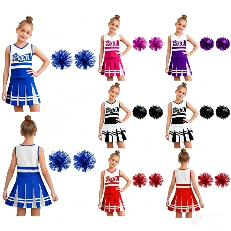 Halloween Cheerleader Costume 120-160cm Princess Cheerleading Uniform Dress with Pom Poms School Performance Cheer Outfit
Halloween Cheerleader Costume 120-160cm Princess Cheerleading Uniform Dress with Pom Poms School Performance Cheer Outfit