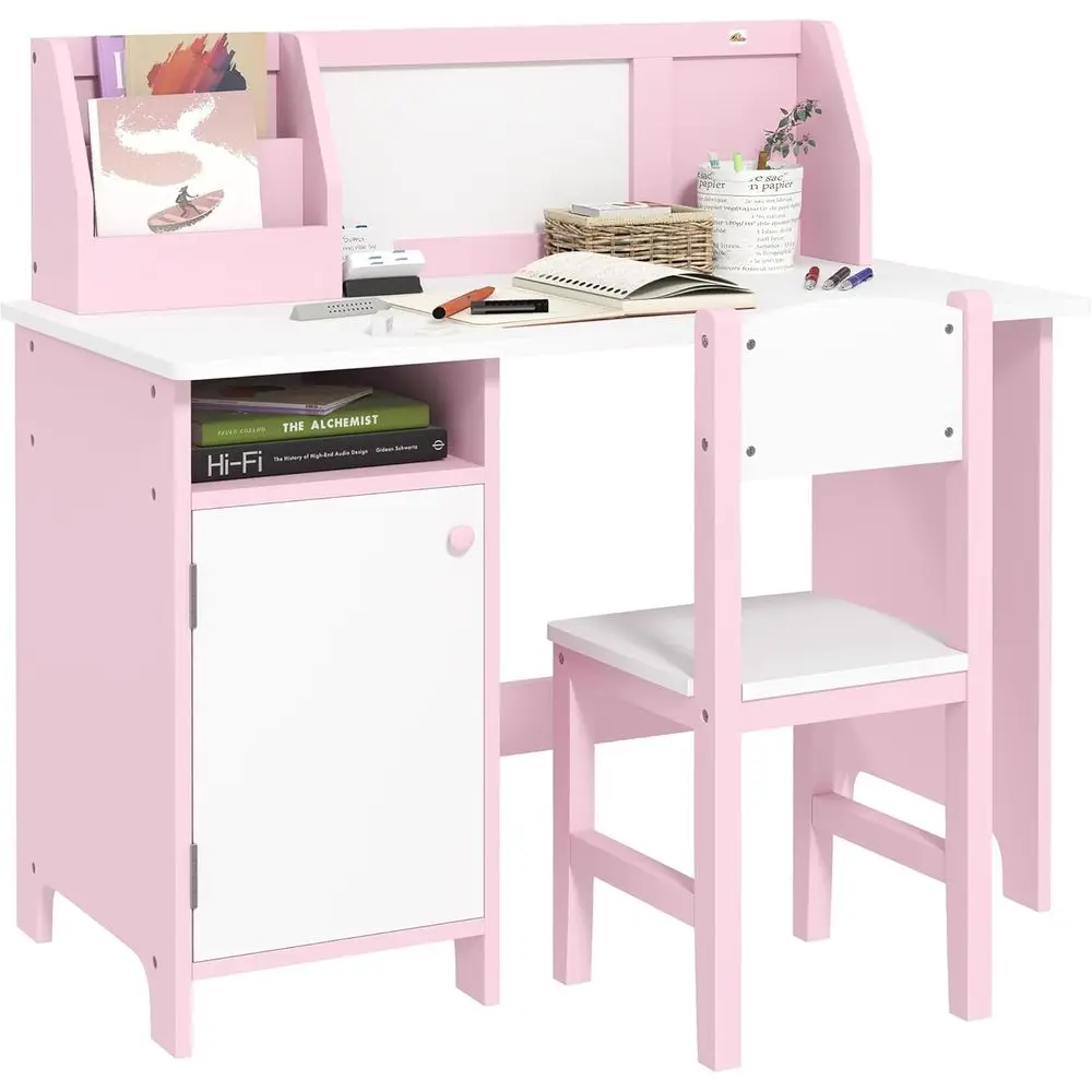 Children's Pink Desk and Chair Set with Whiteboard, Storage, and Art Features
Children's Pink Desk and Chair Set with Whiteboard, Storage, and Art Features