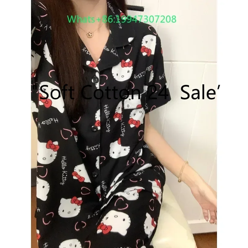 New summer black casual loungewear Hello Kitty three-piece short-sleeved shorts trousers Hello Kitty cartoon women's pajamas
New summer black casual loungewear Hello Kitty three-piece short-sleeved shorts trousers Hello Kitty cartoon women's pajamas