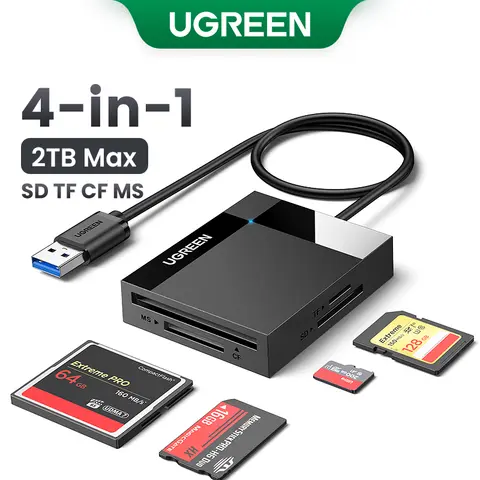 UGREEN lecteur de carte 4 en 1 USB3.0 USB-C OTG vers SD CF Micro SD TF MS adaptateur de carte pour ordinateur portable Windows macOS adaptateur de carte mémoire