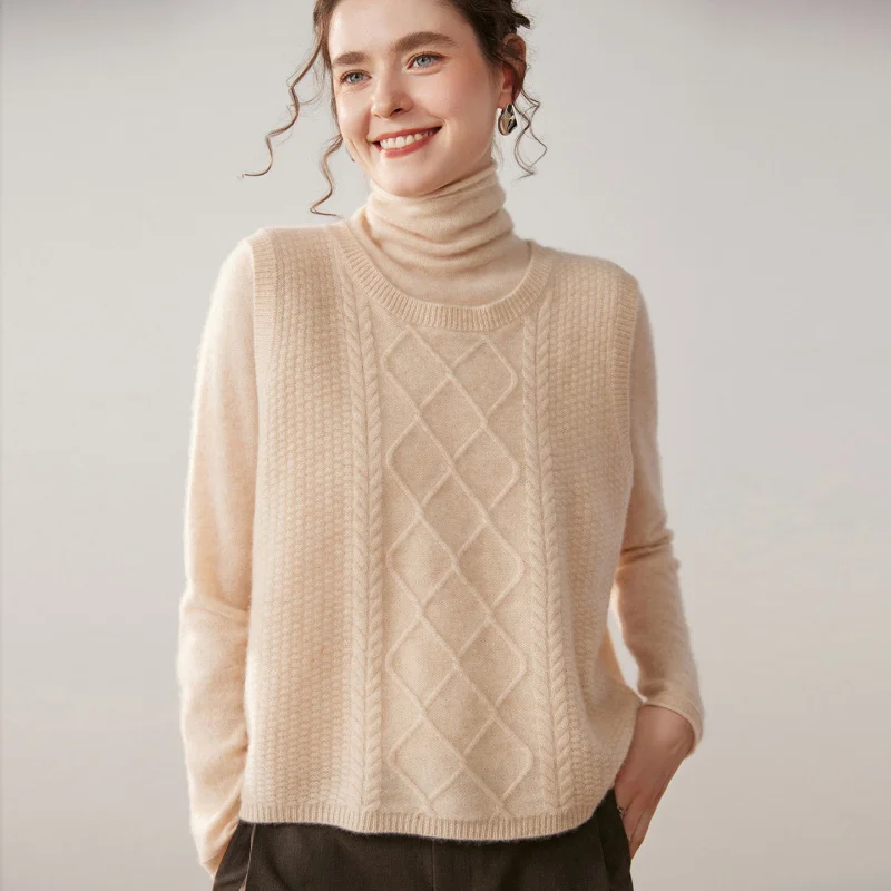 % Cashmere Vest Women, Round Neck, Thickened, Short In Front And Long In Back, Loose Fit, Sleeveless, Back Slit, Kni
% Cashmere Vest Women, Round Neck, Thickened, Short In Front And Long In Back, Loose Fit, Sleeveless, Back Slit, Kni