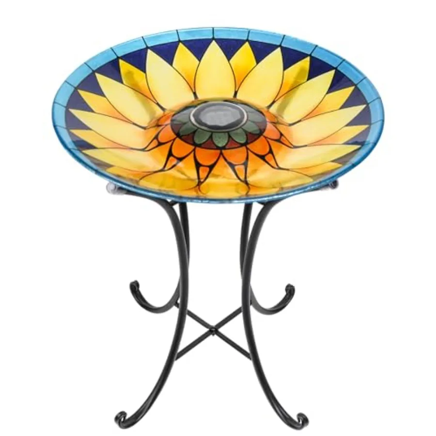 Bird Bath for Outside, Glass Solar Birdbath with Foldable Metal Stand for Garden Yard Patio Lawn Decor, 21 Inch Height, Sunflower
Bird Bath for Outside, Glass Solar Birdbath with Foldable Metal Stand for Garden Yard Patio Lawn Decor, 21 Inch Height, Sunflower