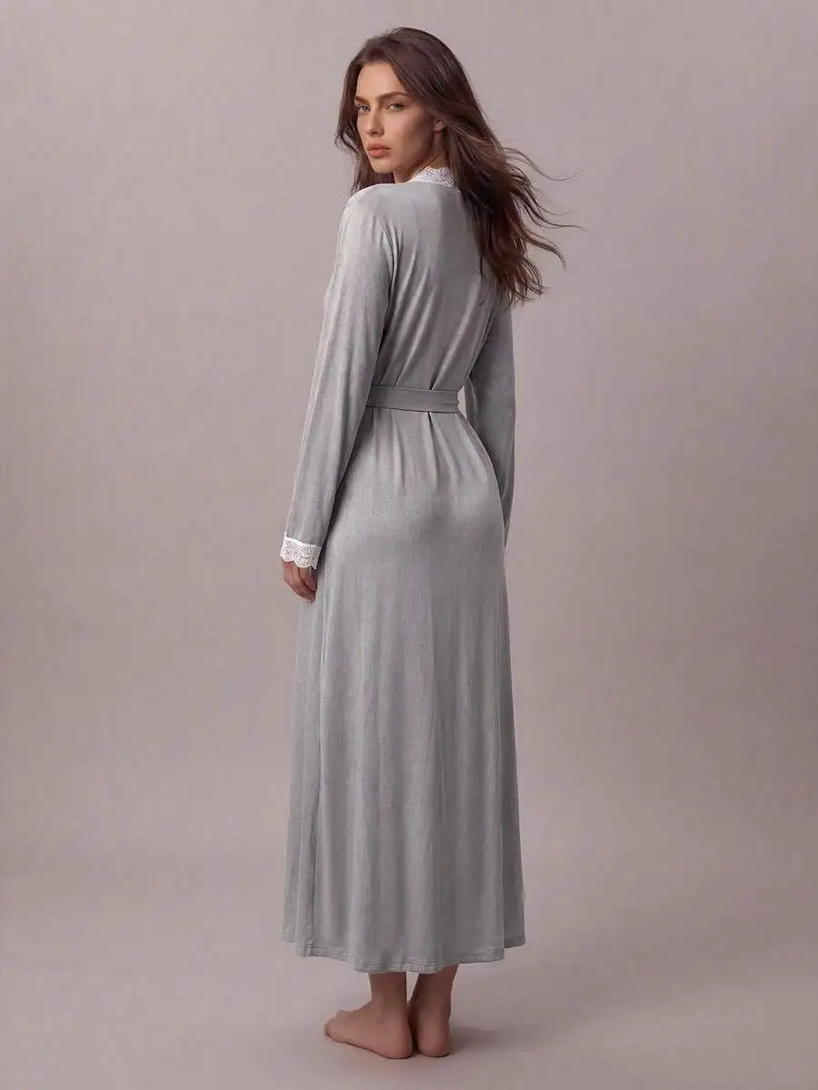 Women Long Sleeve Lace Trim Robe Sleep Dress Pajama Set Cozy Elegant Fall Winter
Women Long Sleeve Lace Trim Robe Sleep Dress Pajama Set Cozy Elegant Fall Winter