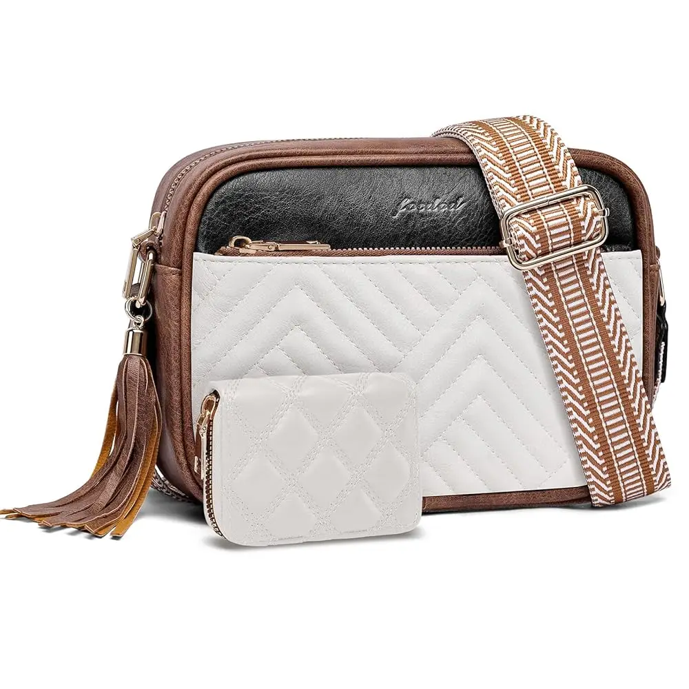 Crossbody Bags for Women Shoulder Handbags: Quilted Wallet Set Vegan Leather Purses with Tassel Adjustable Guitar Wide Strap
Crossbody Bags for Women Shoulder Handbags: Quilted Wallet Set Vegan Leather Purses with Tassel Adjustable Guitar Wide Strap